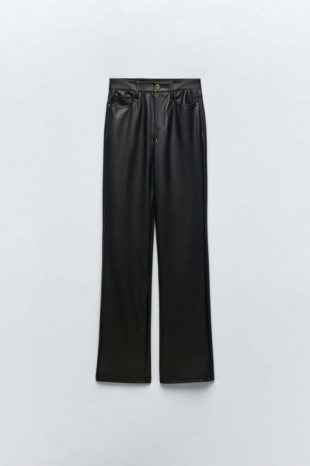 Pantalon de cuero ancho de Zara