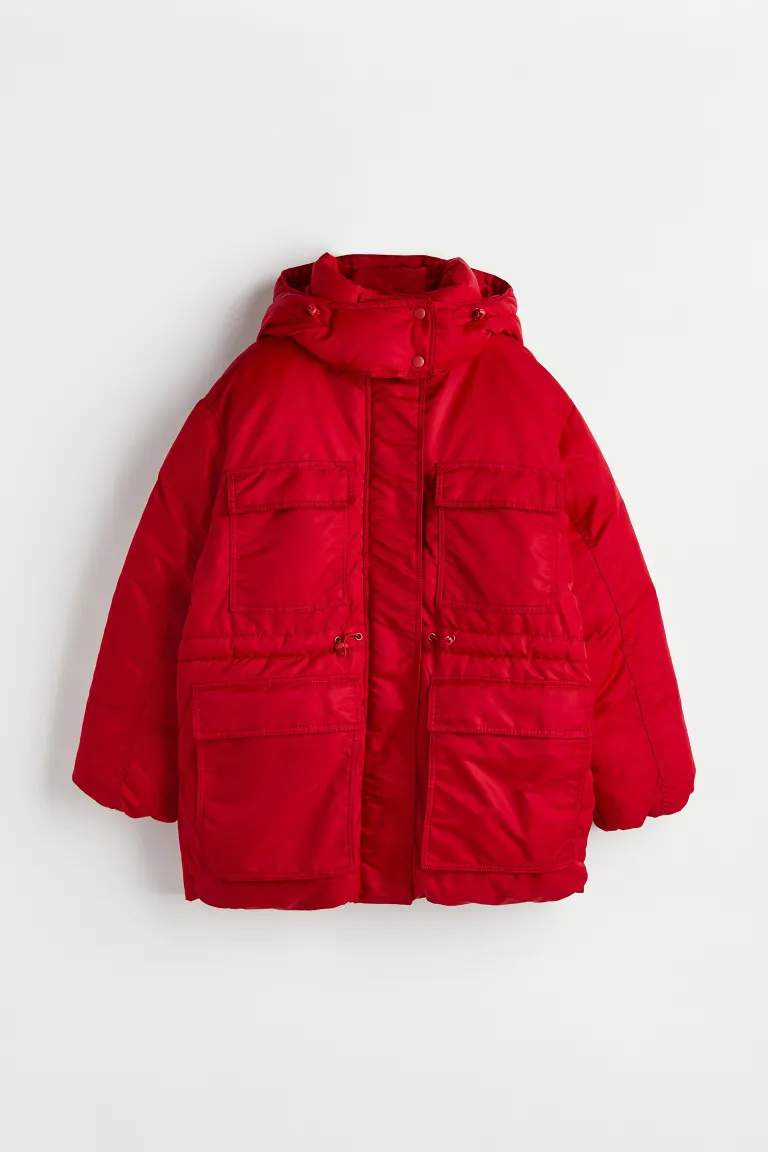 abrigo rojo acolchado h&m
