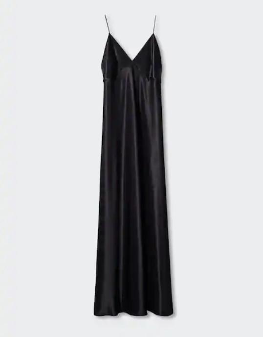 vestido negro largo mango