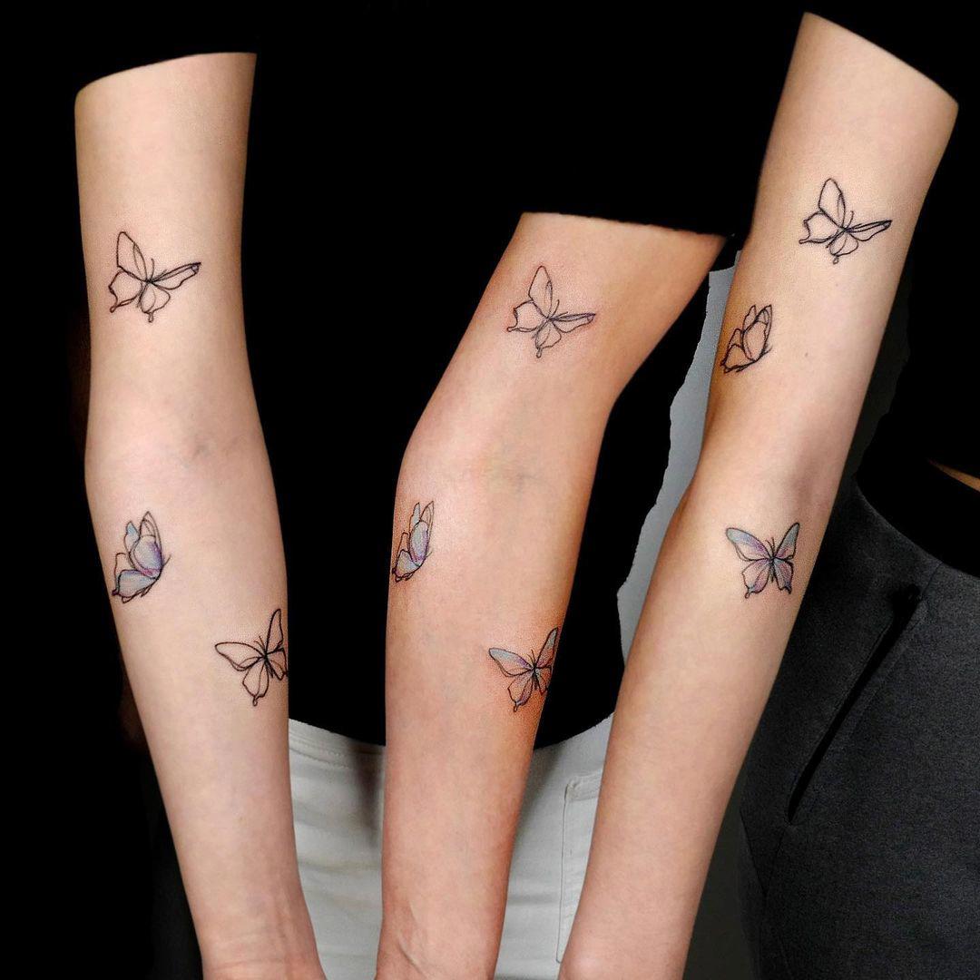 Tatuajes de mariposas en los brazos