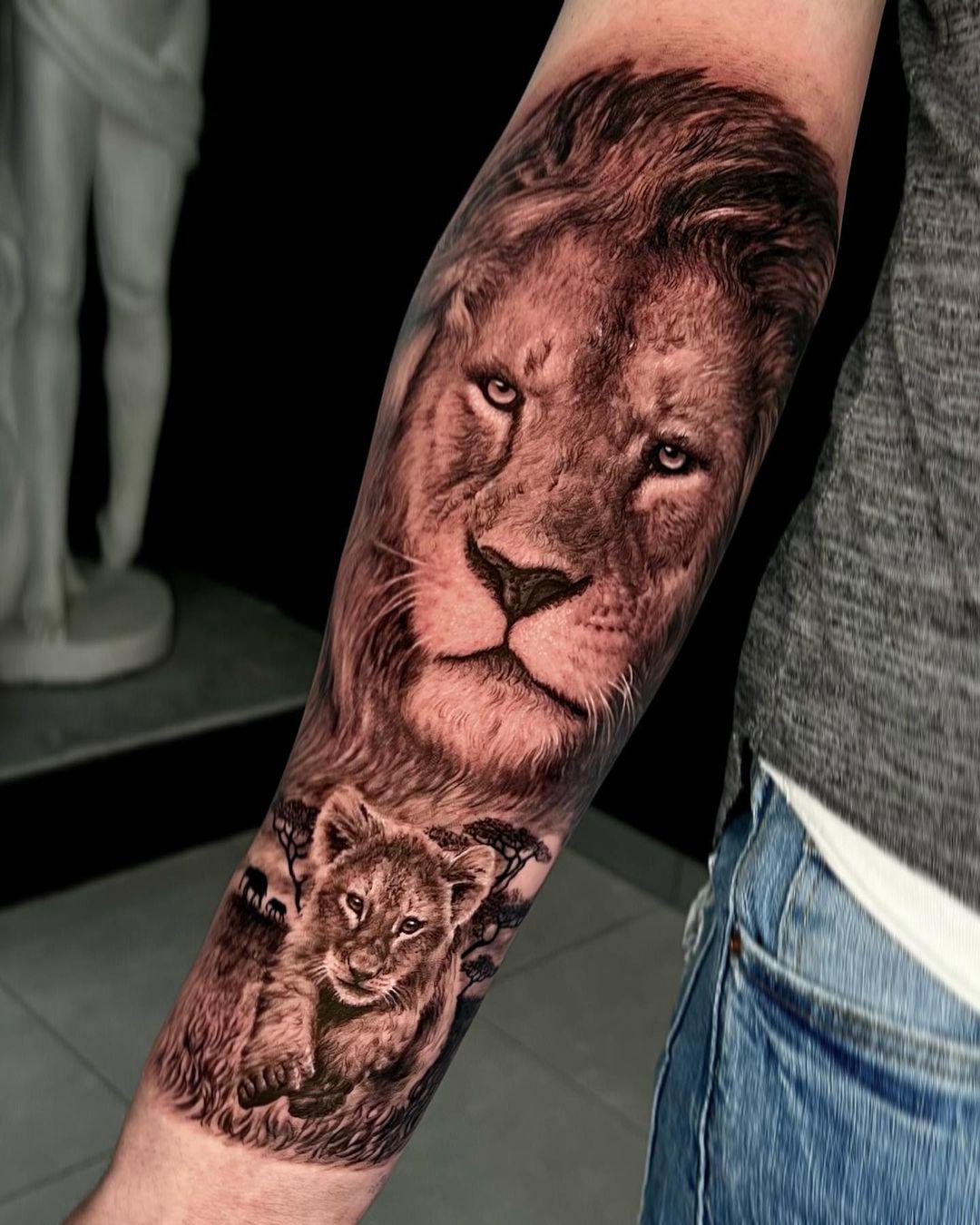 Tatuaje león realista