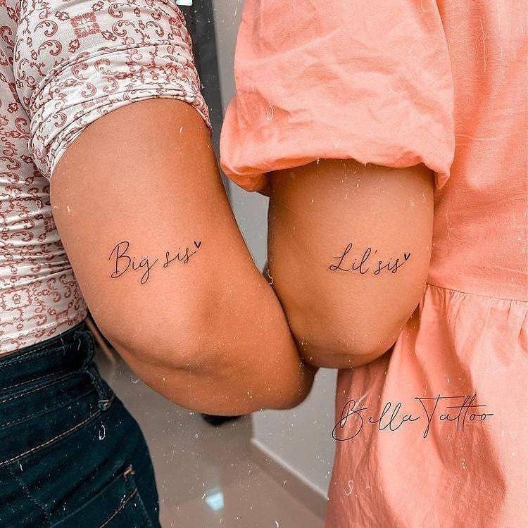 Tatuaje de hermanas en el antebrazo