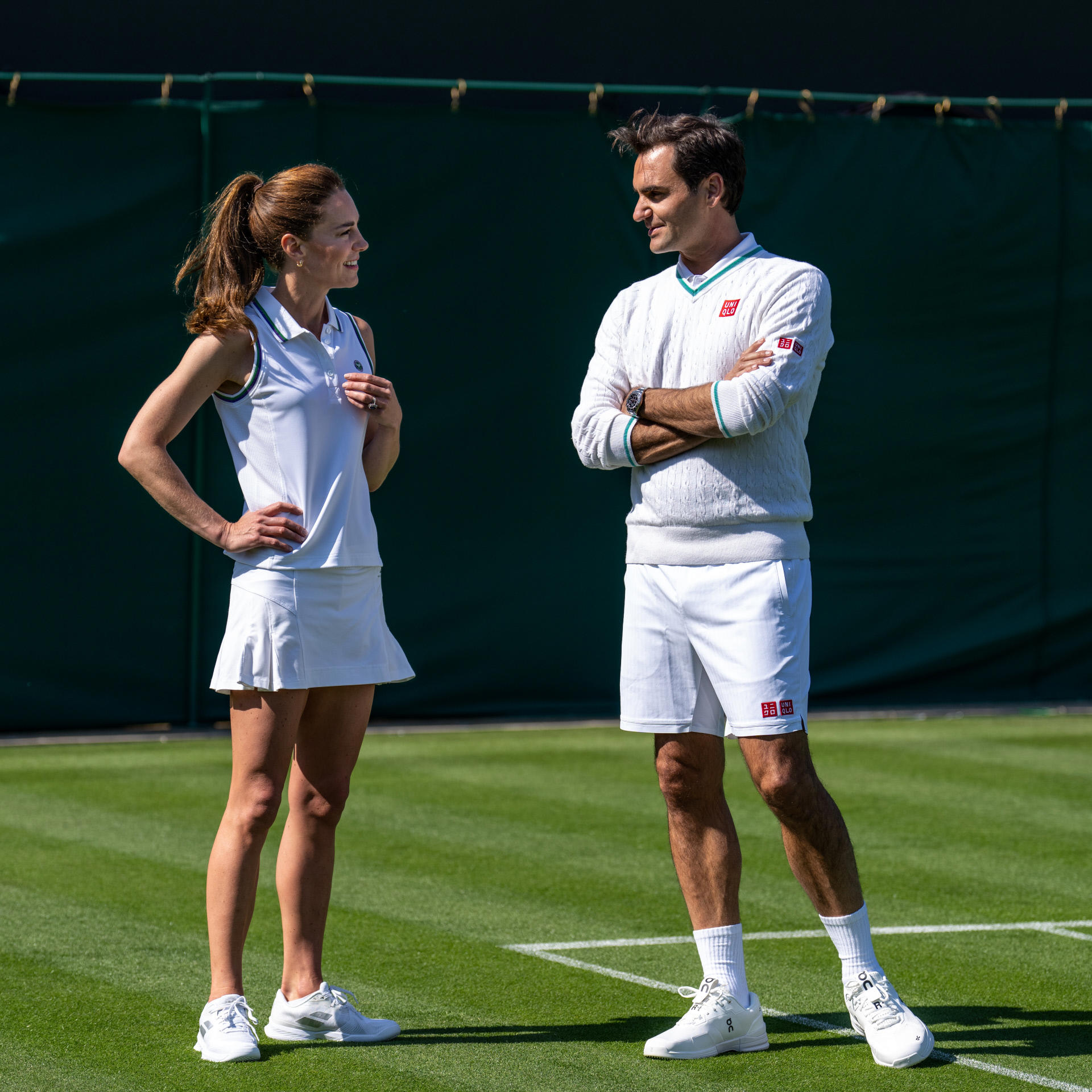 Kate Middleton junto a Roger Federer en el Campeonato de tenis de Wimbledon