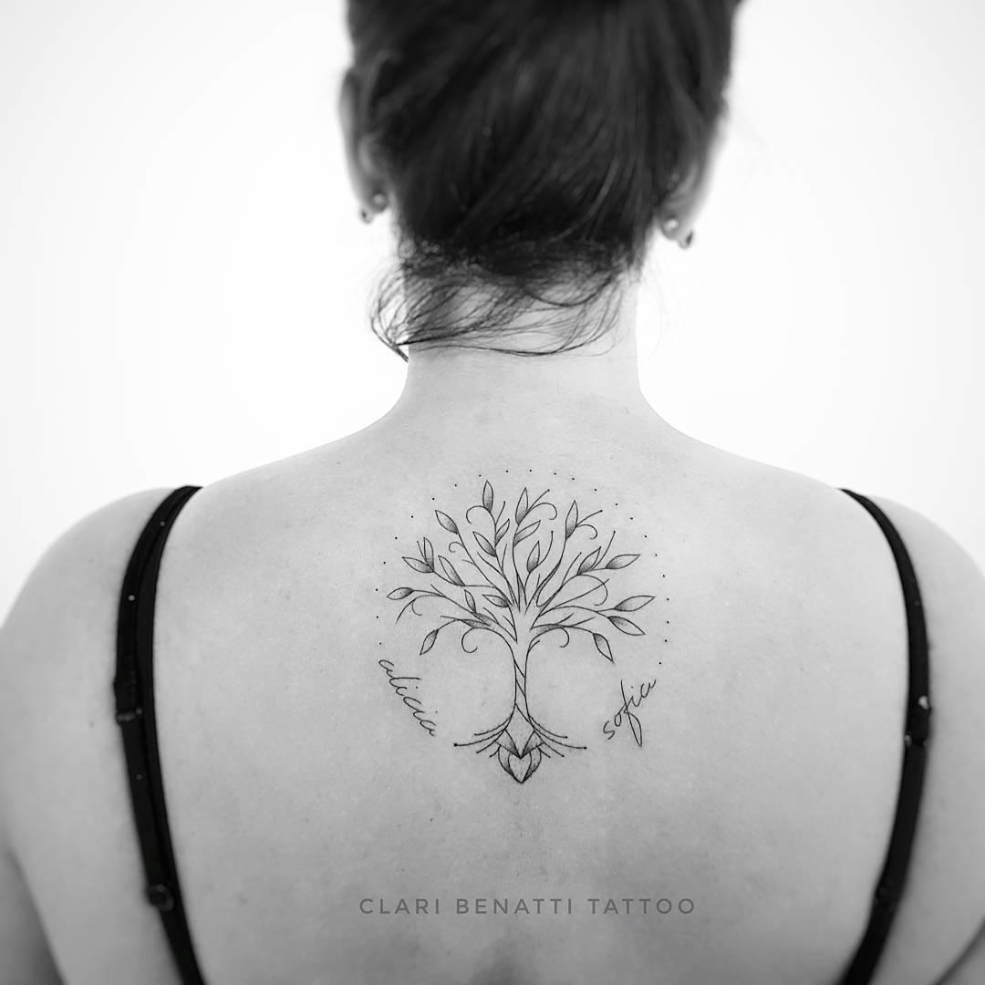 Tatuaje de árbol de la vida con nombres
