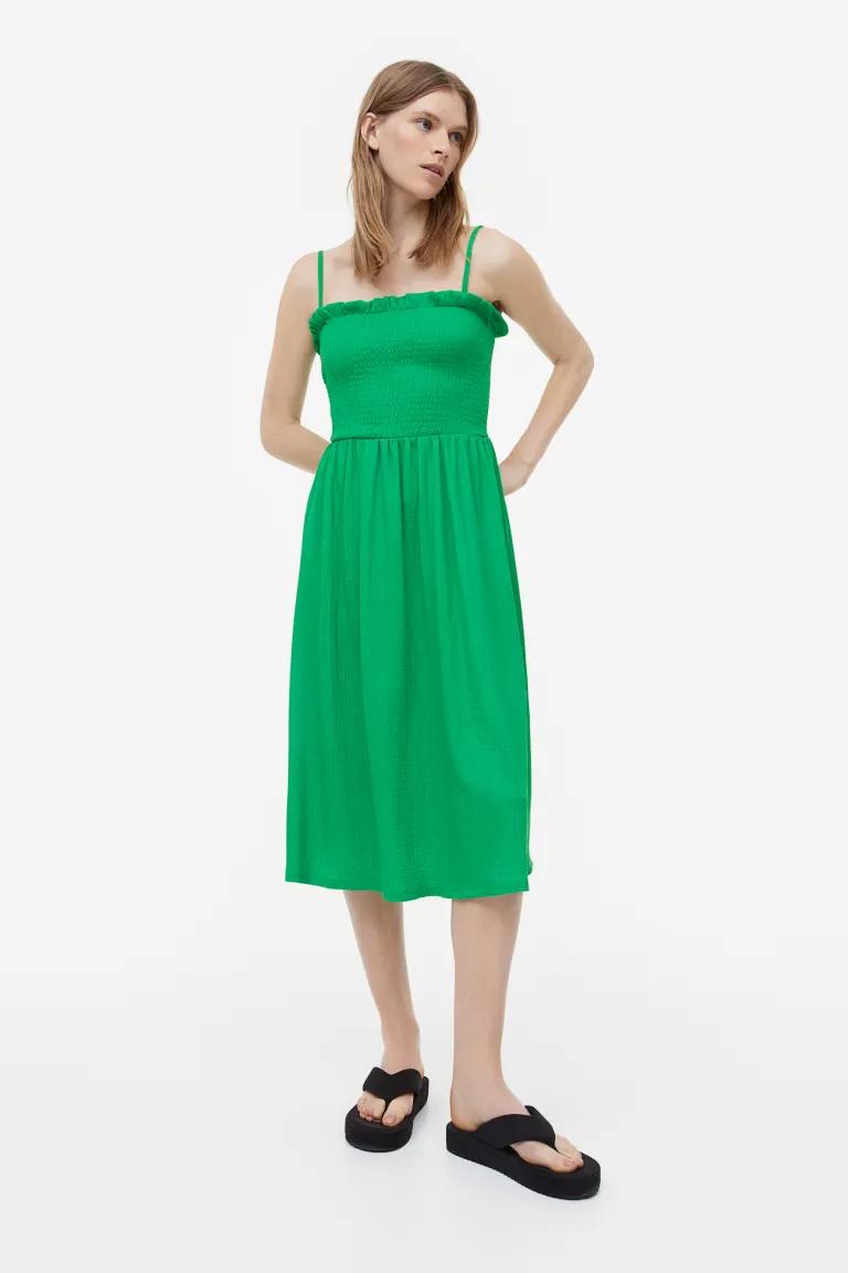 Vestido midi de color verde croma