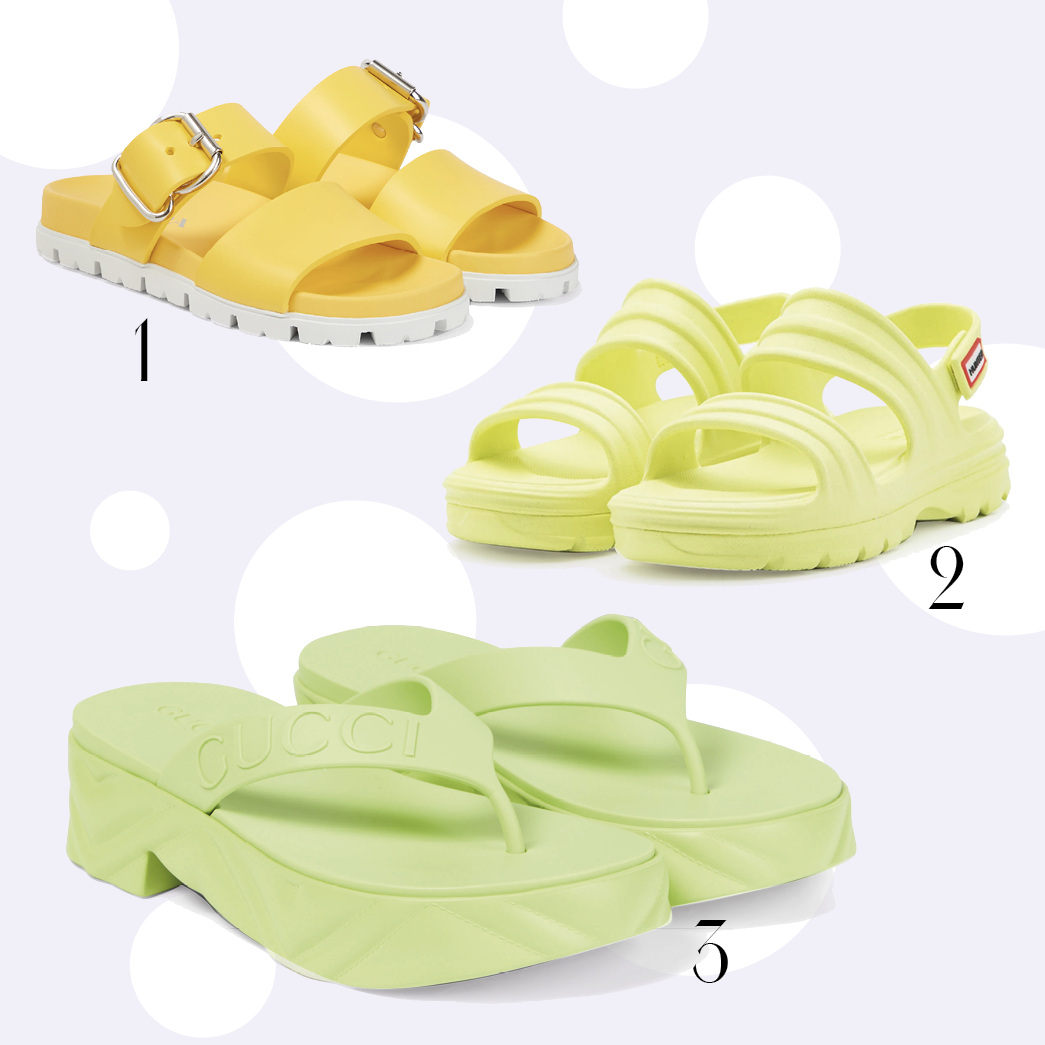 Las sandalias de goma más cool para el verano: colores ácidos