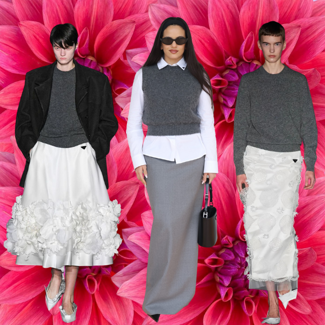Jersey gris y falda: el combo más viral del otoño que te hará adorar dos básicos (no tan básicos)