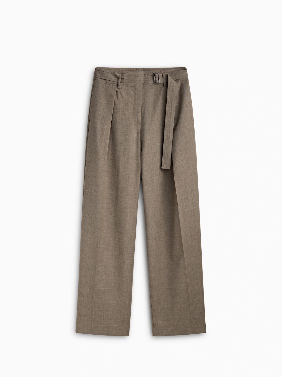 Pantalón marrón de cintura alta de Massimo Dutti
